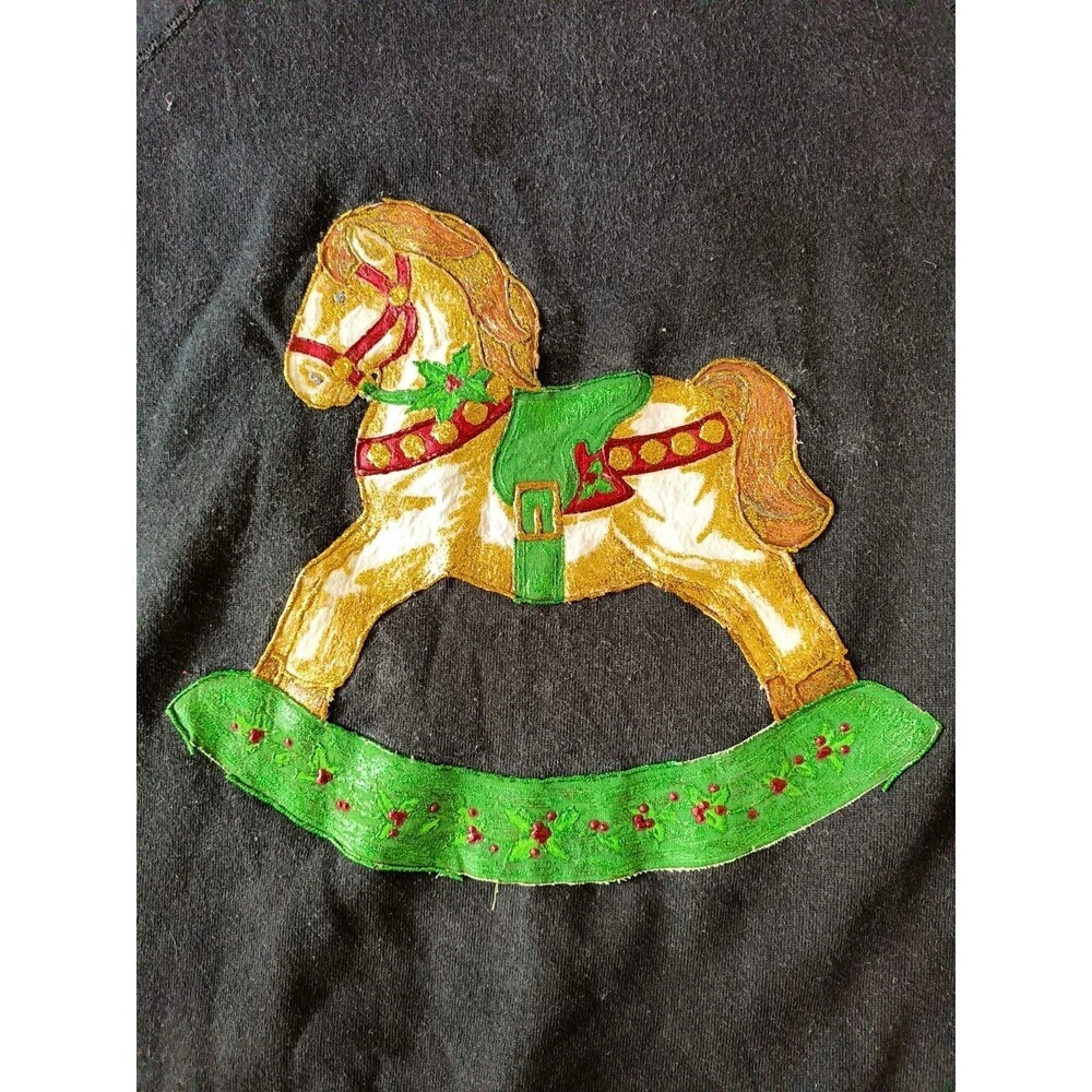 Vintage Rocking Horse Sweatshirt Women's 2XL Black Long Sleeve - Picture 2 of 8